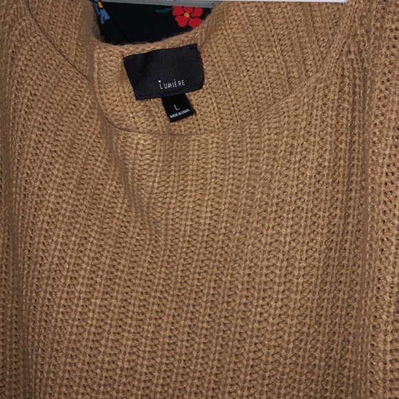 Nordstrom Lumiere Cropped Tan Sweater with Ties - Picture 4 of 4